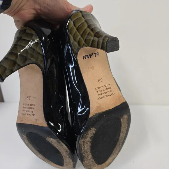 ANYILU Women Heels Patent‎ Leather Crocodile Embossed Buckle Made in Italy 39 - Picture 8 of 8